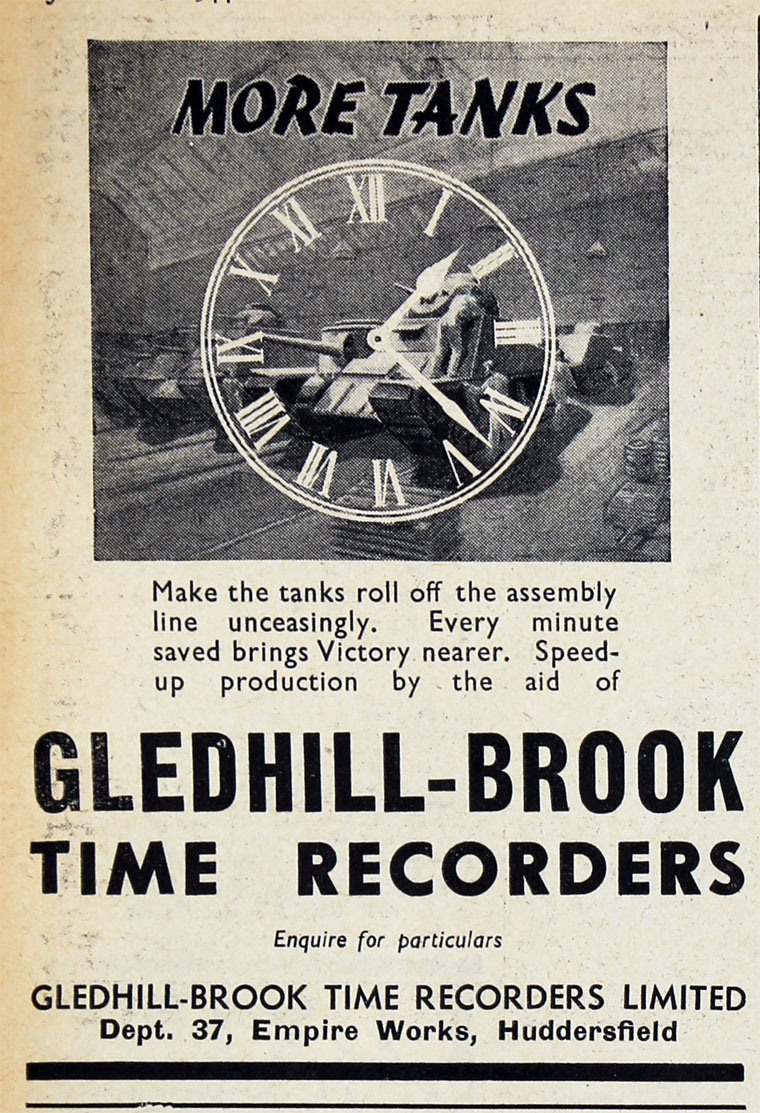 Gledhill-Brook Time Recorder helping the war effort