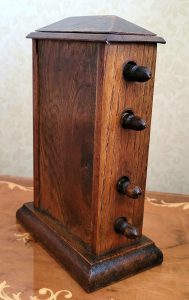 side and rear view wooden perpetual calendar from theclock-shop.co.uk